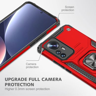 Чехол Protector для Xiaomi 12 / 12X бампер противоударный с подставкой Red