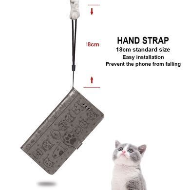 Чехол Embossed Cat and Dog для iPhone SE 2022 книжка кожа PU с визитницей серый