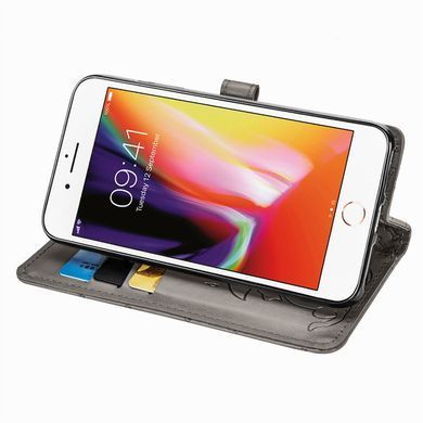 Чехол Embossed Cat and Dog для iPhone SE 2022 книжка кожа PU с визитницей серый