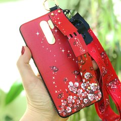 Чехол Lanyard для Xiaomi Redmi 9 бампер с ремешком Red