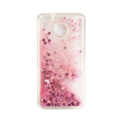 Чехол Glitter для Xiaomi Redmi 4x / 4х Pro Бампер Жидкий блеск сердце розовый