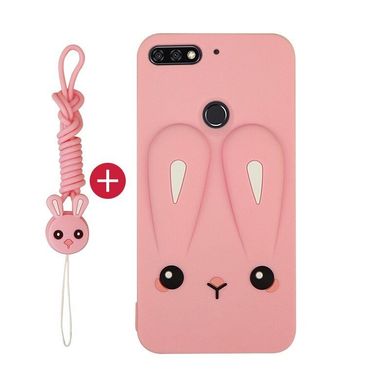 Чохол Funny-Bunny 3D для Huawei Y6 Prime 2018 Бампер гумовий рожевий