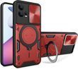 Чехол Magnetic Shield для Motorola Moto G72 бампер противоударный с подставкой Red