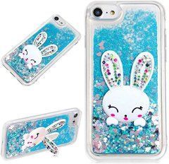 Чехол Glitter для Iphone 6 / 6s бампер аквариум жидкий блеск Заяц Синий УЦЕНКА