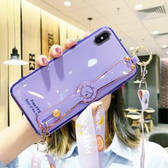 Чехол Luxury для Iphone XS бампер с ремешком Purple