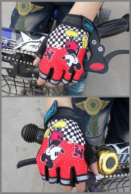 Перчатки велосипедные Sporty беспалые детские спортивные Mouse Red