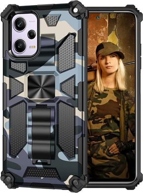 Чехол Military Shield для Xiaomi Redmi Note 12 Pro 5G бампер противоударный с подставкой Navy-Blue