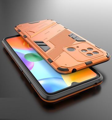 Чехол Bibercas Iron для Xiaomi Redmi 10C бампер противоударный с подставкой Orange