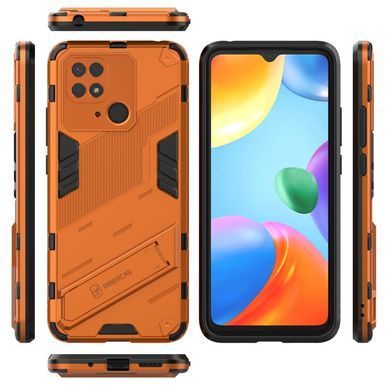 Чехол Bibercas Iron для Xiaomi Redmi 10C бампер противоударный с подставкой Orange