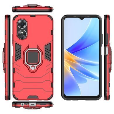 Чехол Iron Ring для OPPO A17 / A17K противоударный бампер с подставкой кольцом Red