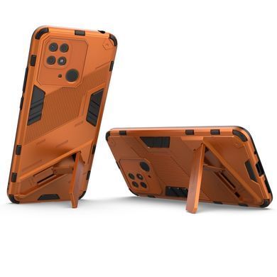 Чехол Bibercas Iron для Xiaomi Redmi 10C бампер противоударный с подставкой Orange