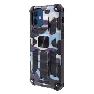 Чехол Military Shield для Iphone 12 бампер противоударный с подставкой Navy-Blue
