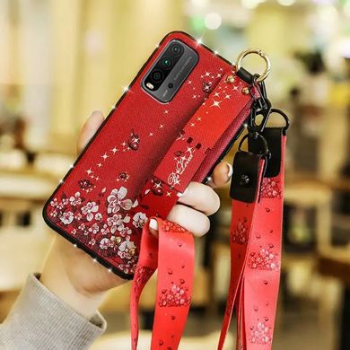 Чехол Lanyard для Xiaomi Redmi 9T бампер с ремешком Red