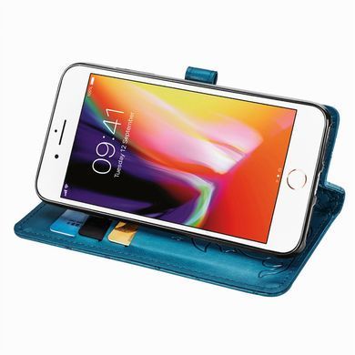 Чехол Embossed Cat and Dog для iPhone SE 2022 книжка кожа PU с визитницей голубой