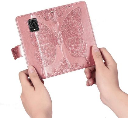 Чохол Butterfly для Xiaomi Redmi Note 9S книжка шкіра PU рожевий
