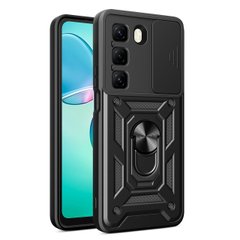 Чехол Hide Shield для Infinix Hot 50 / X6882 бампер противоударный с подставкой кольцом Black