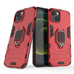 Чехол Iron Ring для Iphone 15 противоударный бампер с подставкой Red
