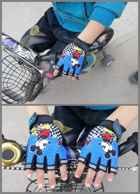 Перчатки велосипедные Sporty беспалые детские спортивные Mouse Blue