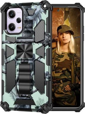 Чехол Military Shield для Xiaomi Redmi Note 12 Pro 5G бампер противоударный с подставкой Turquoise
