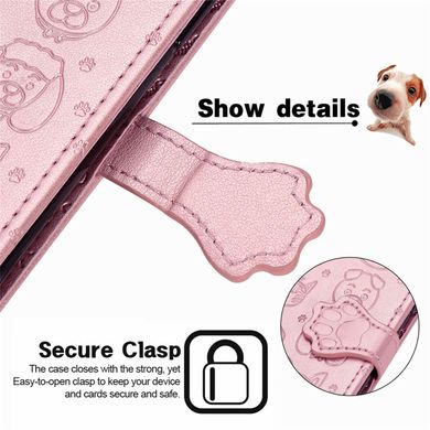 Чехол Embossed Cat and Dog для Xiaomi Redmi 12 книжка кожа PU с визитницей розовое золото