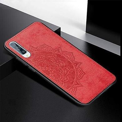 Чехол Embossed для Samsung A50 2019 / A505F бампер накладка тканевый красный