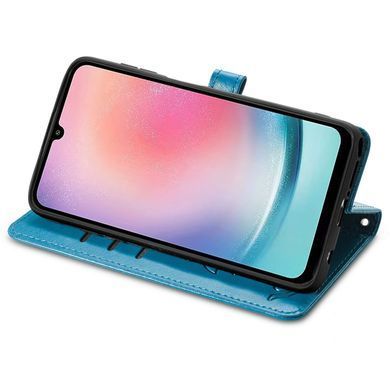 Чохол Embossed Cat and Dog для Samsung Galaxy A24 / A245 книжка шкіра PU з візитницею блакитний