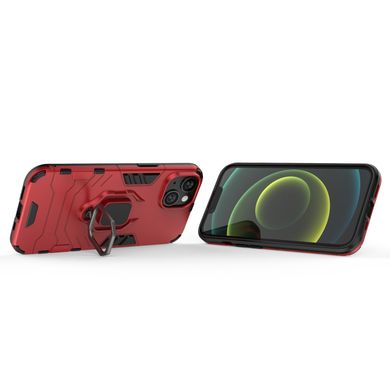Чехол Iron Ring для Iphone 15 противоударный бампер с подставкой Red
