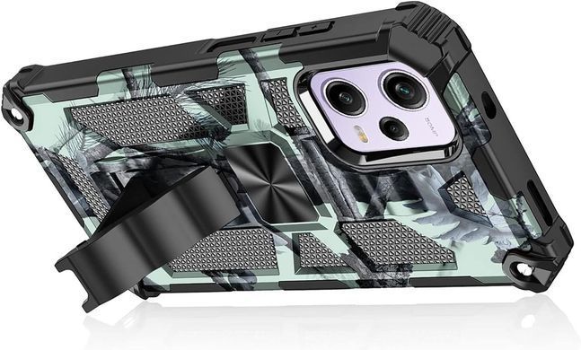 Чехол Military Shield для Xiaomi Redmi Note 12 Pro 5G бампер противоударный с подставкой Turquoise