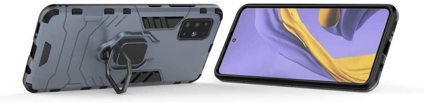 Чохол Iron Ring для Samsung Galaxy A51 2020 / A515 протиударний бампер з підставкою Dark-Blue
