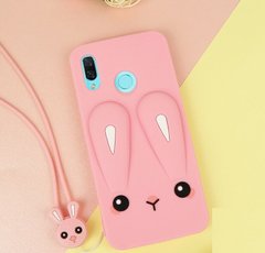 Чехол Funny-Bunny 3D для Huawei P Smart Plus / INE-LX1 Бампер резиновый розовый