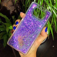 Чехол Glitter для Xiaomi Poco X3 / X3 Pro бампер жидкий блеск Фиолетовый