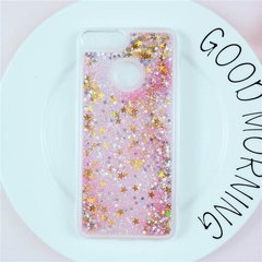 Чехол Glitter для Xiaomi Redmi 6 Бампер Жидкий блеск звезды Розовый УЦЕНКА