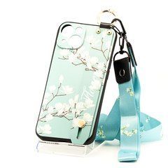 Чехол Lanyard для Iphone 13 бампер с ремешком Cyan