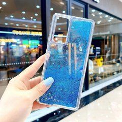 Чехол Glitter для Xiaomi Redmi Note 11 4G бампер жидкий блеск аквариум синий