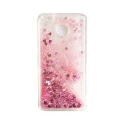 Чехол Glitter для Xiaomi Redmi 4x / 4х Pro Бампер Жидкий блеск сердце розовый УЦЕНКА