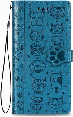 Чехол Embossed Cat and Dog для Xiaomi Redmi Note 15 4G книжка кожа PU с визитницей голубой