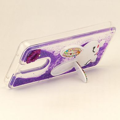Чехол Glitter для Xiaomi Redmi 8A бампер жидкий блеск Заяц Фиолетовый