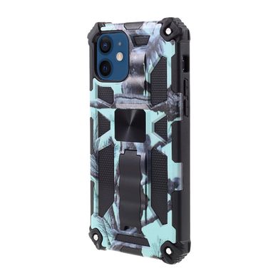 Чехол Military Shield для Iphone 12 бампер противоударный с подставкой Turquoise