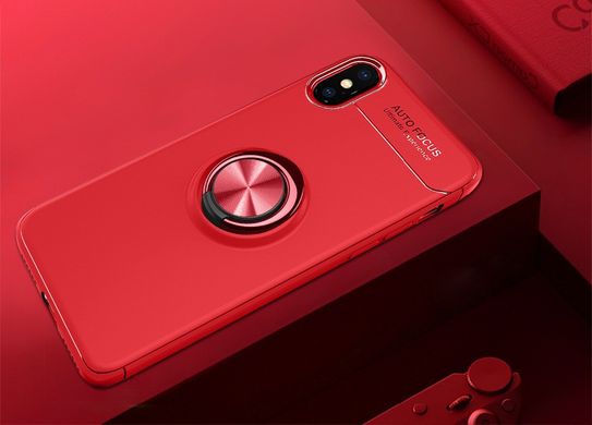Чехол TPU Ring для Iphone X бампер с кольцом противоударный Red