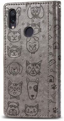 Чехол Embossed Cat and Dog для Xiaomi Redmi 7 книжка кожа PU Gray