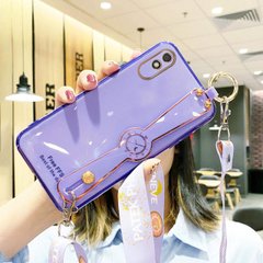 Чехол Luxury для Xiaomi Redmi 9A бампер с ремешком Purple