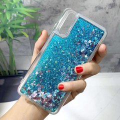 Чехол Glitter для Samsung Galaxy A30S / A307 бампер Жидкий блеск Синий