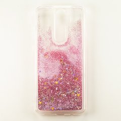 Чехол Glitter для Xiaomi Redmi Note 8 Pro Бампер Жидкий блеск звезды розовый