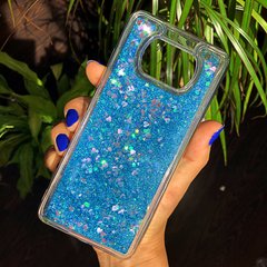 Чехол Glitter для Xiaomi Poco X3 / X3 Pro бампер жидкий блеск Синий