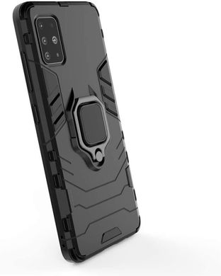 Чохол Iron Ring для Samsung Galaxy A51 2020 / A515 протиударний бампер з підставкою Black