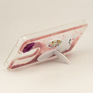Чехол Glitter для Xiaomi Redmi 8A бампер жидкий блеск Заяц Розовый