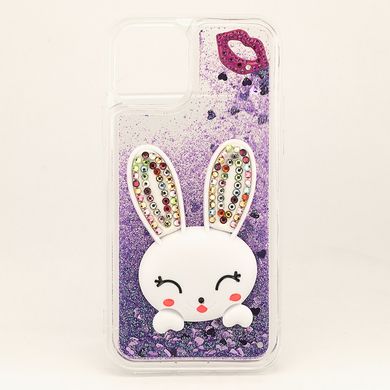 Чехол Glitter для Iphone 11 Pro Max бампер жидкий блеск Заяц Фиолетовый