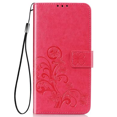 Чехол Clover для Xiaomi Redmi Note 10 / Note 10s книжка кожа PU с визитницей малиновый