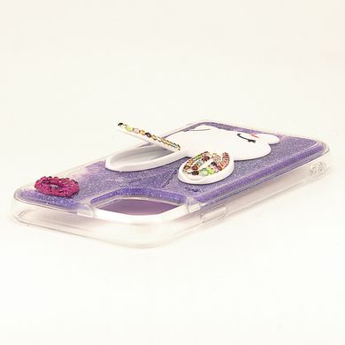 Чехол Glitter для Iphone 11 Pro Max бампер жидкий блеск Заяц Фиолетовый