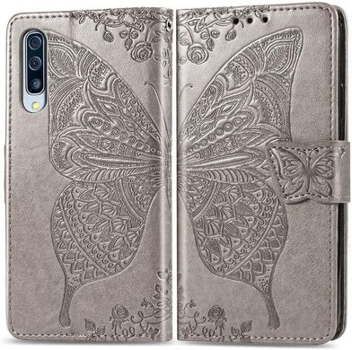 Чехол Butterfly для Samsung A50 2019 / A505F книжка кожа PU серый